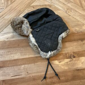 Nobis‎ Quilted Wool Rabbit Fur Trapper Hat Charcoal Gray One Size NWOT